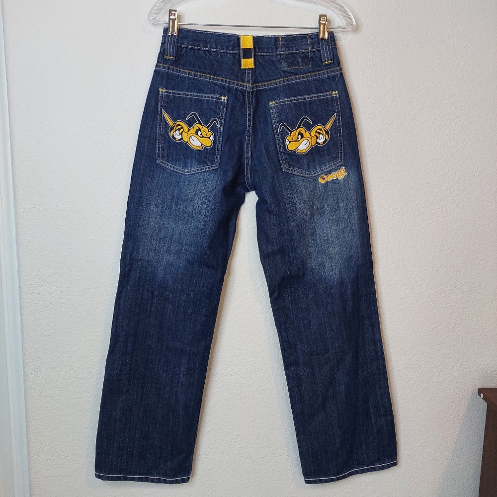Coogi Embroidered Yellow Hornet‎ Graphic Denim Jeans Size 16
